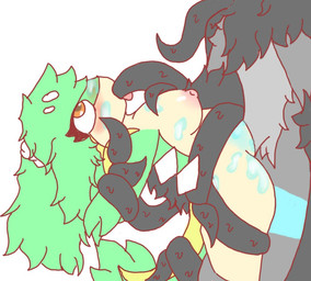 abdominal_bulge anthro duo female male male/female oral oral_penetration penetration restrained_by_tentacle sex tentacle_in_mouth tentacle_penetration tentacle_sex tentacles amalgama125 nintendo pokemon amal_(amalgama125) yalini_(snivy) arthropod generation_5_pokemon goo_creature insect lepidopteran moth pokemon_(species) snivy