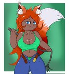 animal_ears animal_tail big_breasts breasts clothing female fluffy fluffy_tail hair red_hair solo tail thick_thighs whip poraka7 terraria zoologist_(terraria) canid canine fox humanoid mammal werecanid werecanine werecreature werefox