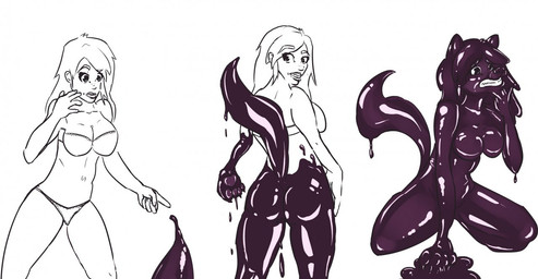 anthro base_one_layout basic_sequence bra breasts butt clothing female forced goo_transformation growth human_to_anthro kneeling latex linear_sequence liquid_latex multiple_poses navel one_row_layout panties paws pose simple_background slime solo species_transformation standing tail tail_growth three_frame_image three_frame_sequence transformation transformation_sequence underwear white_background reddishmaroon canid canine canis human mammal wolf 2013 sequence