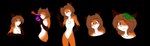 anthro black_body black_fur brown_hair clothing female fur gloves_(marking) green_body green_skin hair hat headgear headpat headwear markings orange_body orange_fur party_hat party_horn solo white_body white_fur wolfie-pawz twokinds anon laura_(twokinds) canid canine fox keidran mammal red_fox true_fox absurd_res alpha_channel hi_res