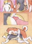 anal anal_penetration anthro canid canine canis colored_pencil_(artwork) comic domestic_dog duo erection freckles_(artist) genitals hi_res humanoid_genitalia humanoid_penis male male/male male_penetrated male_penetrating male_penetrating_male mammal nude penetration penis sex tail traditional_media_(artwork)