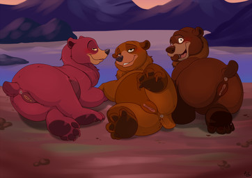 anus bedroom_eyes big_butt blush brown_body brown_fur butt claws eyelashes female feral fur genitals group humanoid_genitalia humanoid_vulva mountain narrowed_eyes neck_tuft outside overweight overweight_female overweight_feral presenting presenting_hindquarters raised_tail red_body red_fur scut_tail seductive short_tail side_by_side smile tail tail_anus take_your_pick toe_claws trio tuft vulva water mcfan brother_bear disney hoonah nita_(brother_bear) nookie_(brother_bear) bear brown_bear grizzly_bear mammal ursine 2025 hi_res