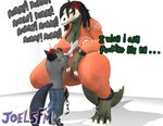 anthro chain clothed clothing duo female hair male male/female tail joelsfm petruz_(copyright) scp_foundation rey_(joelsfm) scp-682 canid canine canis mammal reptile scalie wolf 3d_(artwork) digital_media_(artwork) hi_res source_filmmaker_(artwork)