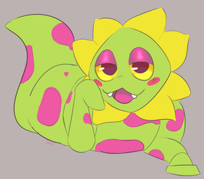 ambiguous_gender apode blush cute_fangs fangs feral green_body grey_background legless lidded_eyes living_tail markings petals plant seductive serpentine simple_background snake_tail solo spots spotted_body tail teeth unusual_anatomy unusual_tail yellow_sclera zurielleo7 deltarune undertale_(series) draconcopode elemental_creature flora_fauna floradinn naga reptile scalie snake hi_res