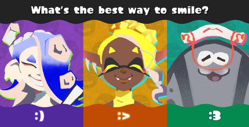 :3 :> anthro blonde_hair blue_hair clothing cute_fangs fangs female grey_body group hair hat headgear headwear male mask pseudo_hair smile speckled_body teeth tentacle_hair tentacles trio sunraycentral nintendo splatoon big_man_(splatoon) deep_cut_(splatoon) frye_(splatoon) shiver_(splatoon) animal_humanoid cephalopod cephalopod_humanoid fish humanoid inkling manta_ray marine marine_humanoid mollusk mollusk_humanoid octarian octoling ray_(fish) stingray hi_res