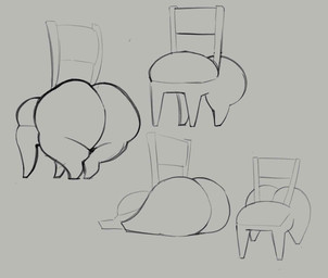 ambiguous_gender big_butt butt butt_from_the_front chair furniture grey_background huge_butt quadruped simple_background sitting solo standing thick_thighs what smokey_blokey animate_inanimate living_furniture 2023 hi_res multiple_images sketch_page