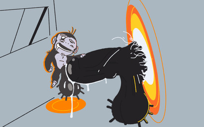 anthro balls big_balls big_penis bodily_fluids cum cum_drip cum_in_penis cum_inside dripping drool_pool fur genital_fluids genitals hairy huge_penis humanoid_genitalia humanoid_penis hyper hyper_genitalia hyper_penis leaking_cum male male/male male_penetrating nude penetration penile penile_penetration penis penis_in_penis portal_penis sex simple_background small_guy_big_penis solo thinking_with_portals urethral urethral_penetration calurk animal_humanoid humanoid mammal absurd_res digital_media_(artwork) hi_res