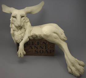 ambiguous_gender feral pawpads paws sculpture soapbox solo statue beth_cavener_stichter hare lagomorph leporid mammal grandfathered_content photography_(artwork)