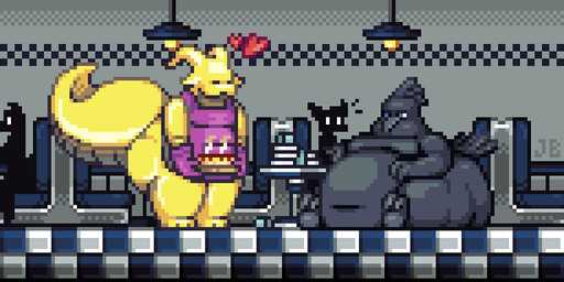 antennae_(anatomy) anthro apron apron_only beak belly belly_on_ground big_belly big_butt big_tail black_body black_feathers blue_eyes bowl butt ceiling_lamp clothing container detailed_background diner duo eyes_closed feathers feederism feeding feet floor food furniture heart_symbol holding_platter huge_belly immobile inside lamp male male/male moobs morbidly_obese morbidly_obese_anthro morbidly_obese_male navel nude obese obese_anthro obese_male overweight overweight_anthro overweight_male pear-shaped_figure plate plate_pile restaurant scales sitting sitting_on_ground smile soles steam table tail tail_feathers thick_tail thick_thighs tile tile_floor ventral_scales waiter weight_difference weight_gain wide_hips yellow_body jellybru mythology jelly_(jellybru) avian bird corvid corvus_(genus) crow dragon gastropod hybrid mollusk mythological_creature mythological_scalie oscine passerine scalie slug 2023 2:1 digital_media_(artwork) pixel_(artwork) signature story story_in_description