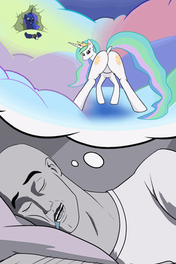 blue_eyes bodily_fluids butt camera clothed clothing cloud crown dream drooling eyes_closed female feral group hair headgear horn long_hair looking_back male pillow purple_eyes saliva shirt sleeping smile smirk speech_bubble teeth tiara topwear twerking fortresshy_(artist) friendship_is_magic hasbro my_little_pony mythology princess_celestia_(mlp) princess_luna_(mlp) equid equine human mammal mythological_creature mythological_equine unicorn 2017 2:3 2d_animation animated digital_media_(artwork) frame_by_frame hi_res