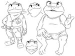 anthro blush briefs clothing hat headgear headwear male shirt slightly_chubby solo tank_top tighty_whities topwear underwear white_briefs white_clothing white_underwear flookz nintendo star_fox slippy_toad amphibian frog toad_(frog) monochrome multiple_images sketch