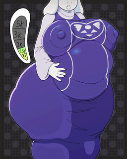 anthro areola_outline belly big_belly big_breasts breasts clothed clothed_anthro clothed_female clothing delta_rune_(emblem) female growth_drive hand_on_own_belly huge_belly huge_breasts huge_hips huge_thighs mature_anthro mature_female nipple_outline obese obese_anthro obese_female open_mouth overweight overweight_anthro overweight_female purple_clothing purple_robe robe solo symbol thick_thighs tight_robe white_body wide_hips nerobero0 undertale_(series) toriel boss_monster_(undertale) bovid caprine mammal hi_res