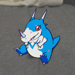 anthro belly chibi claws horn male red_eyes round_body scar sitting solo inv_guax bandai_namco digimon sitting_baby_alligator_meme digimon_(species) scalie veedramon 1:1 draw_over meme