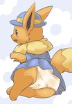 brown_body butt camel_toe clothed clothed_feral clothing eevee female feral generation_1_pokemon genital_outline hat headgear headwear hi_res nintendo panties panties_on_feral pokemon pokemon_(species) pu_sukebe pussy_outline solo underwear