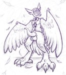 anthro balls claws feathers gem genitals male penis perspective simple_background solo tongue tongue_out white_background wings skellta billie_bust_up barnaby_(billie_bust_up) avian bird owl hi_res sketch