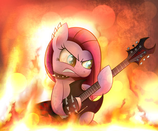 electric_guitar female guitar hair musical_instrument pink_hair playing_guitar playing_music plucked_string_instrument solo string_instrument teeth heavymetalbronyyeah friendship_is_magic hasbro my_little_pony pinkamena_(mlp) pinkie_pie_(mlp) equid equine horse mammal 6:5 hi_res