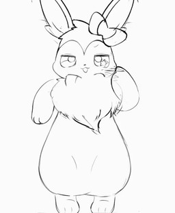 ambiguous_gender anthro big_ears biped chest_tuft dancing fluffy fur fur_markings gesture hand_gesture looking_at_viewer markings neck_tuft pawpads paws pointing pointing_at_self semi-anthro shaking_hips solo thick_thighs tuft sangsang nintendo pokemon eeveelution generation_6_pokemon pokemon_(species) sylveon 2023 2d_animation animated black_and_white frame_by_frame monochrome motion_tweening sketch