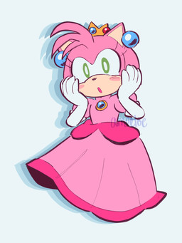 alternate_costume anthro armwear black_nose brooch clothed clothed_anthro clothed_female clothing cosplay crossover_cosplay crown dress ear_piercing elbow_gloves eyelashes female female_anthro fully_clothed fully_clothed_anthro fully_clothed_female gloves green_eyes handwear headgear iris piercing pupils simple_background solo wearing_gloves white_background white_clothing white_gloves white_handwear white_pupils amie_sanchez mario_bros nintendo sega sonic_the_hedgehog_(series) amy_rose princess_peach eulipotyphlan hedgehog mammal 3:4 crossover hi_res