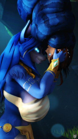 anthro apode armor big_breasts blue_body blue_fur blue_hair blue_scales bracelet bracers breasts brown_hair clothed clothing coiling countershading dominant dominant_female duo eye_contact female female_anthro female_on_human fingers_in_hair fur gold_(metal) gold_bracelet gold_bracers gold_jewelry grin hair hand_on_head huge_breasts human_on_anthro hypnosis hypnotic_eyes interspecies jewelry legless looking_at_another male male/female male_human male_on_anthro mind_control open_mouth outside ringed_eyes scales serpentine side_view smile split_form submissive submissive_male upside_down white_body white_countershading mercfox438 warfaremachine_(modeler) nintendo star_fox krystal_(star_fox) warfare_krystal canid canine draconcopode fox human lamia mammal reptile scalie snake 2023 3d_(artwork) 9:16 digital_media_(artwork) hi_res