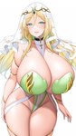 big_breasts blonde_hair breasts choker cleavage clothed clothing female hair huge_breasts hyper hyper_breasts jewelry necklace not_furry solo thick_thighs suruga_(xsurugax) elf humanoid absurd_res hi_res