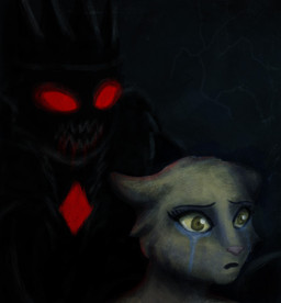 anthro bodily_fluids creepy crying dark duo female glowing glowing_eyes red_eyes scared tears kayak_(artist) bethesda_game_studios microsoft oblivion prequel_adventure the_elder_scrolls katia_managan uriel_septim felid khajiit mammal 2011