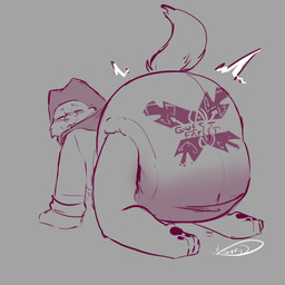 anthro diaper elder elderly_anthro elderly_female feces female kneeling pooping rear_view soiled_diaper soiling soiling_diaper solo unclean_diaper used_diaper using_diaper lunarcey capcom monster_hunter grammeowster_chef 1:1 absurd_res hi_res