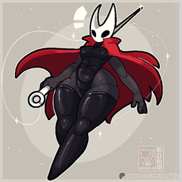 anthro big_breasts black_body black_eyes bodysuit breasts cape clothed clothing female holding_object holding_weapon horn latex melee_weapon simple_background skinsuit solo thick_thighs tight_clothing topwear weapon wide_hips nagifur hollow_knight_(franchise) team_cherry hornet_(hollow_knight) arthropod insect 1:1 digital_media_(artwork) pixel_(artwork)