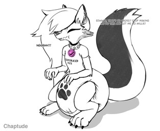 4_fingers 4_toes ambiguous_gender anthro arms_bent bdsm bent_legs black_nose claws clothed clothing collar crouching dialogue diaper diaper_under_clothing diaper_under_onesie eyes_closed eyeshadow feces feet female fingers forced fur hair inner_monologue long_hair magic_collar makeup multicolored_body multicolored_fur multicolored_tail offscreen_character onesie pawprint_print petplay pooping roleplay simple_background snapsuit soiled_diaper soiling soiling_diaper solo spiked_collar spikes tail text thinking toes unclean_diaper used_diaper wavy_mouth wearing_diaper white_background chaptude hellaverse helluva_boss mythology loona_(helluva_boss) canid canid_demon canine demon hellhound mammal mythological_canine mythological_creature 2024 absurd_res artist_name english_text hi_res