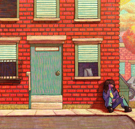 against_surface against_wall anthro blinds bottomwear brick brick_wall brown_hair building car clothed clothed_anthro clothed_female clothing denim denim_bottomwear denim_clothing female hair house jacket jeans outside pants purple_body sidewalk sitting solo topwear torn_bottomwear torn_clothing torn_jeans torn_pants vehicle wall_(structure) window name_is_less deltarune undertale_(series) susie_(deltarune) 2026 digital_media_(artwork) digital_painting_(artwork) painting_(artwork)