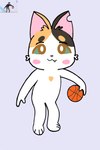 absurd_res ambiguous_gender anthro basketball black_body black_fur blush blush_stickers caixukun fangs felid feline female_(lore) fur heart_(marking) hi_res kemono kiki_(love_for_my_cutie) love_for_my_cutie male mammal markings multicolored_body multicolored_fur orange_body orange_fur pink_nose reference_image simple_background solo tan_body tan_fur teeth