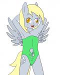 anthro anthrofied camel_toe feathered_wings feathers female navel simple_background solo white_background wings young anonjg friendship_is_magic hasbro my_little_pony derpy_hooves_(mlp) 4:5 hi_res