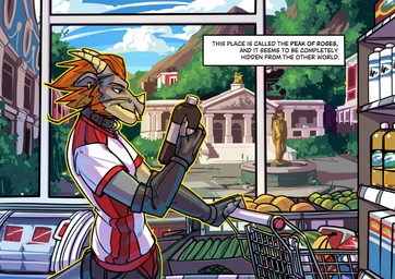 anthro banana black_collar bottle cart carton claws clothed clothing cloud collar container cucumber d-ring detailed_background ear_piercing ear_ring facial_piercing fingerless_gloves food fruit gloves groceries grocery_shopping grocery_store hair handwear horn inner_monologue inside looking_at_object male meat melon mountain mouth_closed multicolored_clothing multicolored_shirt multicolored_t-shirt multicolored_topwear nose_piercing nose_ring orange_hair outline piercing plant ring_piercing sculpture shirt shopping sky solo statue t-shirt text thinking topwear tree two_tone_clothing two_tone_shirt two_tone_t-shirt two_tone_topwear vegetable watermelon white_clothing white_shirt white_t-shirt white_topwear yellow_outline grumpy_gray_guy mythology gorelion dragon mythological_creature mythological_scalie scalie comic english_text