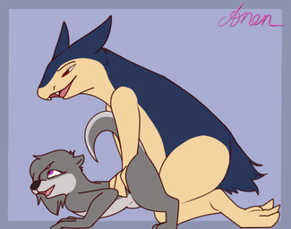 abdominal_bulge anthro duo female female_penetrated fur genitals grey_body grey_fur hair interspecies knot knotted_penis male male/female male_penetrating nude penetration penis pokephilia purple_eyes raised_tail sex simple_background size_difference tail vaginal vaginal_penetration anentheotter nintendo pokemon anen_(anentheotter) generation_2_pokemon mammal mustelid otter pokemon_(species) typhlosion animated loop signature