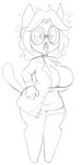 anthro big_breasts bodily_fluids breasts choker cleavage cleavage_overflow clothed clothing coat drooling female hair jewelry lab_coat mind_control necklace open_mouth saliva simple_background solo spiral_eyes standing teeth thick_thighs tongue topwear white_background wide_hips dongitos undertale undertale_(series) temmie_(undertale) canid canine felid feline mammal tem black_and_white digital_media_(artwork) hi_res monochrome