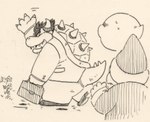 4_fingers anthro boo_(mario) bowser briefcase business_suit claws clothing eyebrows fingers floating_head_creature flower garouzuki gesture group horn kamek koopa magikoopa male mario_bros monochrome nintendo plant reptile scalie shell sketch spiked_shell spikes spikes_(anatomy) suit thick_eyebrows walking waving