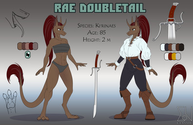 anthro clothed clothing equis_universe female melee_weapon muscular muscular_anthro muscular_female outline paws rae_doubletail solo sword text underwear weapon sunny_way ki'rinaes digital_media_(artwork) english_text model_sheet