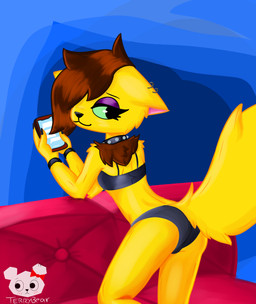 anthro bra clothed clothing female gesture panties partially_clothed solo suggestive suggestive_gesture tail underwear terrance1316 aura_hellcat felid feline hellcat mammal hi_res