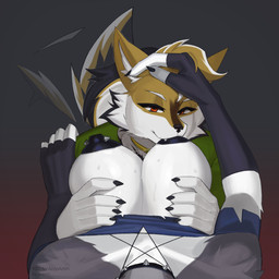 amber_eyes ambiguous_gender anthro areola barbell_piercing big_breasts black_nipple_piercing black_nipples bodily_fluids breasts brown_body duo female fur genderfluid hair intersex intersex/female looking_at_viewer nipple_fetish nipple_piercing nipple_play nipple_suck nipples piercing saliva saliva_on_breasts simple_background smile sucking white_body white_fur pulred hellaverse helluva_boss mythology aullarlo_(azzipaztim) loona_(helluva_boss) animal_humanoid canid canid_demon canine canis demon hellhound humanoid mammal mexican_wolf mythological_canine mythological_creature werecanid werecanine werecreature werewolf wolf 1:1 absurd_res digital_media_(artwork) hi_res nonbinary_(lore)