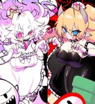 ahoge animal_humanoid armband big_breasts black_clothing blonde_hair blue_eyes boo_(mario) boosette bowsette_meme bracelet breasts clothing collar crown duo female fire_flower frilly frilly_clothing gloves hair handwear headgear hi_res horn humanoid humanoid_pointy_ears jewelry koopa_humanoid long_nails long_tongue mario_bros meme nintendo pink_eyes pupils scalie scalie_humanoid sharp_teeth slit_pupils spiked_armband spiked_bracelet spiked_collar spikes super_crown teeth tongue usa37107692 white_clothing white_gloves white_hair white_handwear