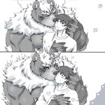 anthro biceps blush clothing duo heart_symbol kissing_cheek male male/male musclegut muscular shirt size_difference smile t-shirt topwear suzuapi2 lifewonders tokyo_afterschool_summoners protagonist_(tas) twink_protagonist_(tas) wen_kamui_(tas) bear human mammal 1:1