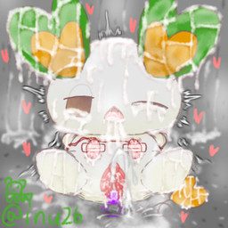 anal bodily_fluids chibi cum cum_in_vagina cum_inside ejaculation genital_fluids heart_symbol inside mascot sex sex_toy simple_background inu26 life_corp lalapi mammal murid murine rat rodent 1:1 2025 low_res