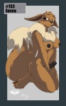 2012 5:8 anthro anthrofied big_breasts biped black_nipples black_penis breasts brown_eyes canid canine chest_tuft collaboration dipstick_tail eevee erection fur generation_1_pokemon genitals gynomorph hashtag humanoid_genitalia humanoid_penis id_number intersex kneeling mammal markings mingchee nintendo nipples notorious84 nude number penis pinup pokemon pokemon_(species) pokemorph pose simple_background solo species_name tail tail_markings text the_pokedex_project tuft