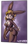 4_arms anthro areola blonde_hair blush breasts brown_areola brown_body brown_fur brown_nipples butt female fur hair multi_arm multi_limb nipples nude pink_nose purple_eyes scut_tail short_tail solo tail shieltar rhona_(shieltar) lagomorph leporid mammal rabbit 2020 hi_res