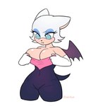 anthro big_breasts breasts cleavage clothed clothing curvy_figure dressing eyelashes eyeshadow female gloves handwear makeup solo tight_clothing voluptuous wide_hips akibun sega sonic_the_hedgehog_(series) rouge_the_bat bat mammal animated short_playtime