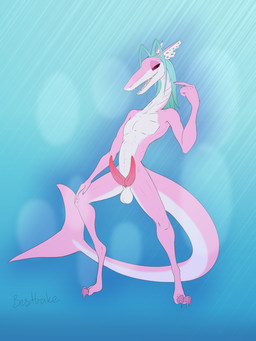 2_penises 4_toes animal_genitalia anthro balls claws feet genital_slit genitals gesture gills hand_gesture long_tail looking_at_another male multi_genitalia multi_penis nude penis pink_body pink_penis pointing pointing_at_self pose red_eyes red_sclera slim solo tail tapering_penis teeth_showing toes bestbake aquatic fish requiem_shark scalie shark 3:4 absurd_res hi_res pinup