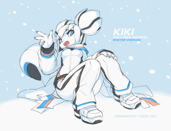 alternative_fashion animal_ears anthro blue_eyes boots breasts chinese_commentary clothed clothing colored_skin commentary cyberpop double_bun dwarfism english_commentary female footwear hair hair_bun head_tilt j-fashion jacket knock-kneed long_sleeves looking_at_viewer looking_down machine mascot medium_breasts on_ground open_mouth pink_eyes pupils scarf shoes smile snow snowing solo squirrel_ears squirrel_tail streetwear symbol_in_eye tail text three-quarter_view topwear unusual_pupils white_body white_clothing white_hair white_jacket white_scarf white_skin white_topwear winter_clothing tyson_tan kde krita_(copyright) kiki_the_cyber_squirrel android mammal robot rodent sciurid tree_squirrel 2017 digital_media_(artwork) english_text hi_res krita_(artwork) official_art signature