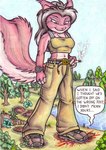 anthro bootprint boots cigarette clothing crush english_text eurasian_red_squirrel female footwear forest forest_background gore lake mammal nature nature_background not_big_and_not_clever plant rodent sciurid smoking smoking_cigarette tetchie_(tirrel) text tirrel tree tree_squirrel