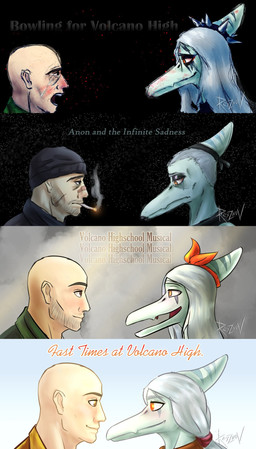 amber_eyes anthro bald band-aid band-aid_on_face band-aid_on_nose bandage bandage_on_face bandage_on_nose beanie black_eyes blood bodily_fluids bow_(feature) cigarette clothing crying duo eyeshadow female grey_body grey_hair grey_scales hair hat headgear headwear light-skinned_male light_body light_skin long_hair long_snout makeup male open_mouth scales short_hair simple_background smile smoking smoking_cigarette snout stubble tears tears_of_pain text rexznov cavemanon_studios goodbye_volcano_high ko_op_(game_developer) snoot_game anon_(snoot_game) fang_(gvh) human mammal prehistoric_species pterosaur reptile scalie 2023 artist_name digital_drawing_(artwork) digital_media_(artwork) english_text hi_res signature