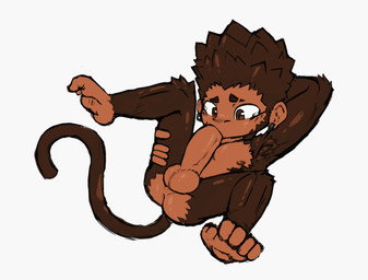 anthro autofellatio balls big_balls big_penis bodily_fluids brown_body brown_eyes brown_fur brown_hair butt curling_toes ear_piercing ear_ring eyebrow_slit eyebrows feet fur genitals hair hand_behind_head hand_on_leg hand_on_own_leg hand_on_own_thigh hand_on_thigh male masturbation nipples oral oral_masturbation penile penile_masturbation penis piercing ring_piercing simple_background small_but_hung solo spread_legs spreading tears white_background young humazawhat haplorhine mammal monkey primate absurd_res hi_res