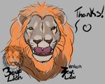 3_eyes ambiguous_gender face_focus feral fused_eyes mane multi_eye multi_nose solo text threeeyelion felid lion mammal pantherine bust_portrait portrait